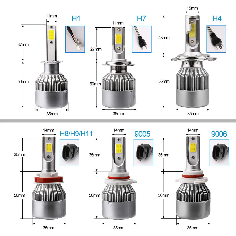 Светодиодный головной фонарь Mdatt C6 H4 H7 80 Вт 8000 лм COB H1 H11 9005/HB3 9006/HB4 6000 К противотуманный светильник|Передние