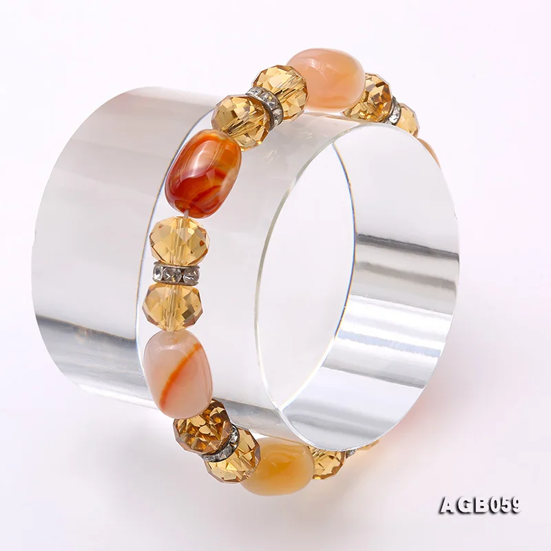 Fashion 10*14mm Colorful Irregular Nature Agate Beads Bracelet Gemstone Wristaband Handmade Women Jewelry 8&quot | Украшения и