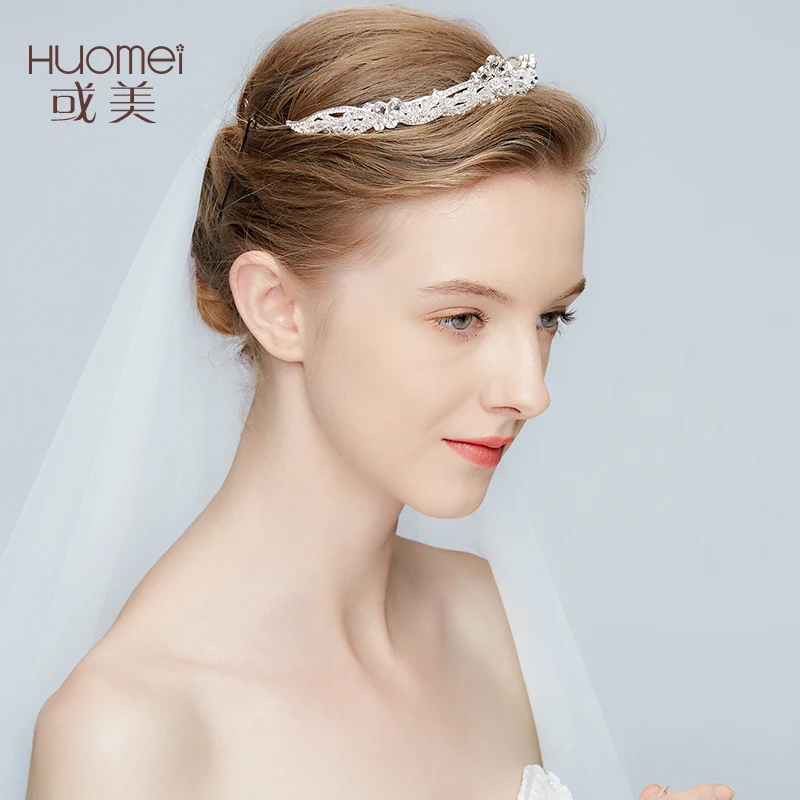 Luxurious Wedding Jewelry Handmade Bridal Crowns Tiaras Silver Headpiece Elegant Crystal Rhinestone Headwear Accessories Huo Mei |