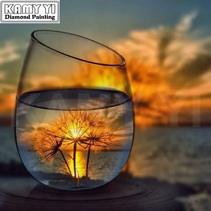 5D DIY Алмазная вышивка принт в виде одуванчиков бутылке алмазная крестиком