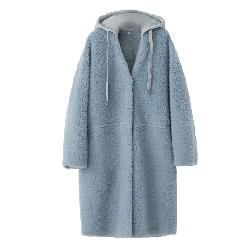 Real Fur Coat Women Korean Oversize Hooded Winter Warm Lamb Jacket Abrigos Mujer Invierno 2020 C18F23392 YY666 |
