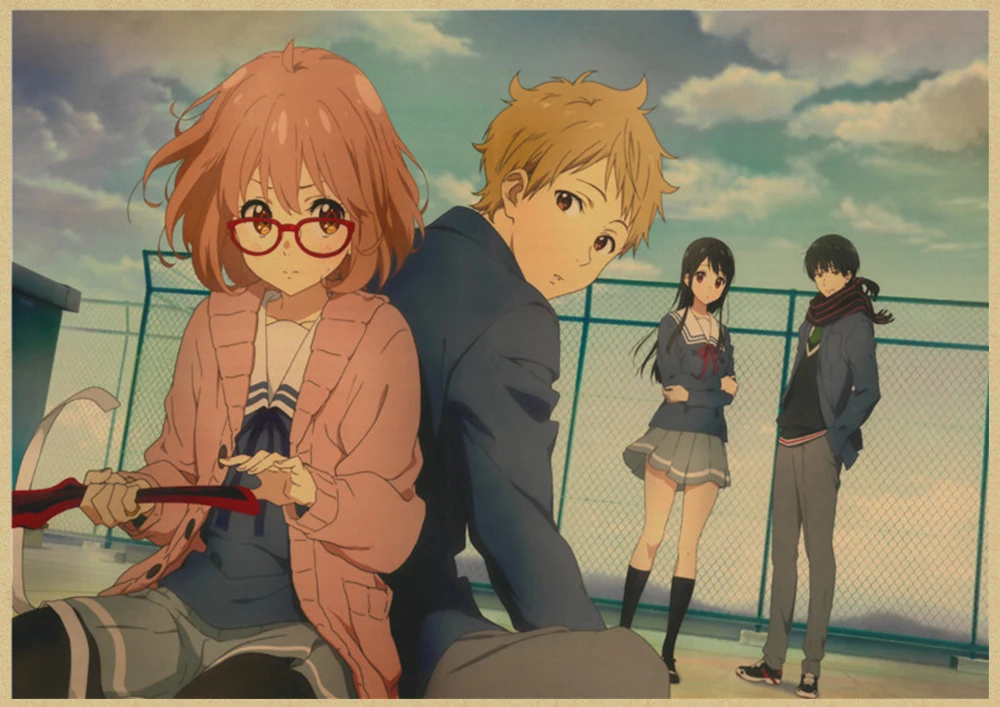 Kyokai no kanata Мирай Курияма Наклейка на стену плакат из крафт-бумаги наклейки японский домашний декор крафт-бумага наклейки на стену