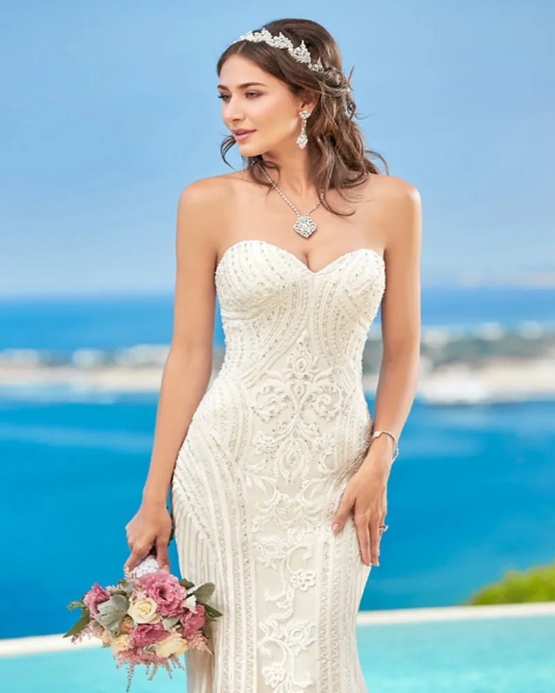Элегантный Русалка Свадебные Платья Длинные 2017 Новый Vestido Де Novia Бусы Аппликации