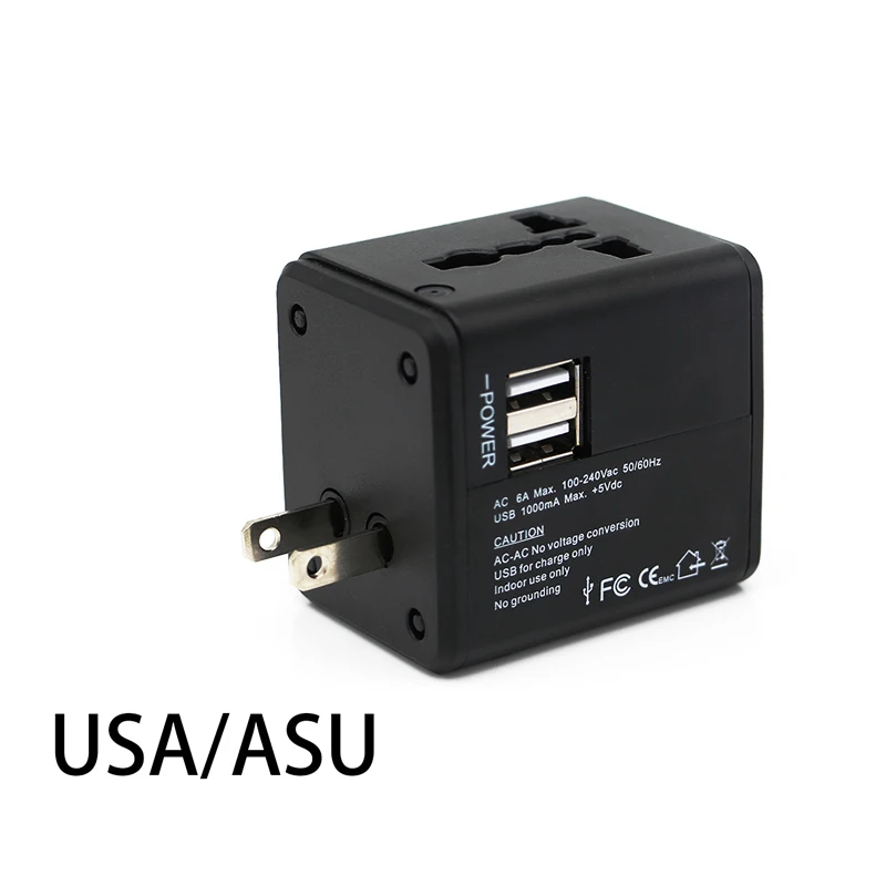 Универсальный дорожный адаптер с двумя usb разъемами настенное гнездо зарядки US UK