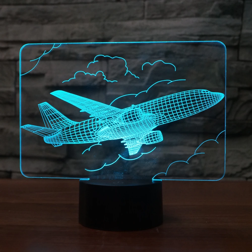 3D облако форма самолета ночник 7 цветов сенсорный выключатель с USB кабелем как