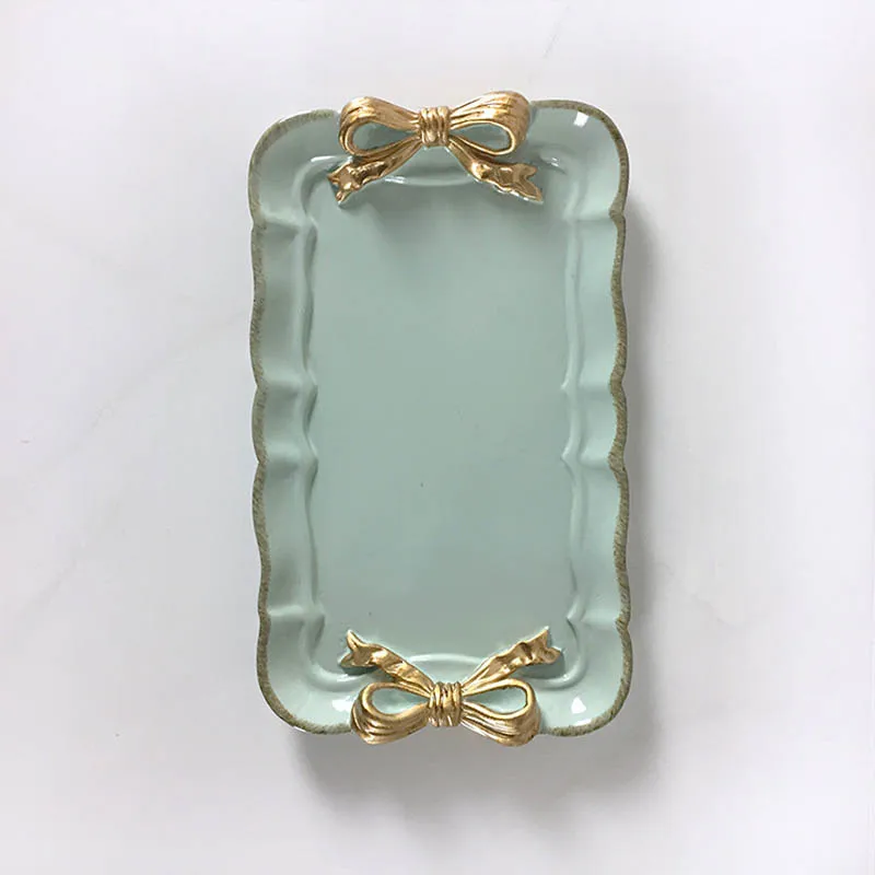 rectangle green Смол, посуда для торта и тарелки, японский стиль, контейнер для десерта, кофейная подставка, коробка для еды, тарелка, ремесло, подарок, не допускает нагрева, Платон - Цвет: rectangle green