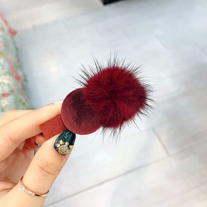 Норковый меховой шарик бархатная круглая заколка для волос модные женские