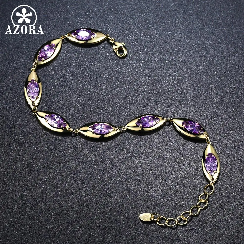 Женский браслет с фианитом AZORA золотистый украшенный TS0183 2019|Цепочки и браслеты| |