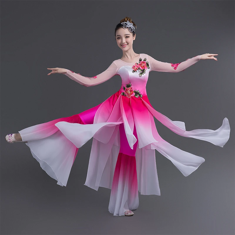 Китайский hanfu Женский Классический танцевальный костюм изящный вентилятор