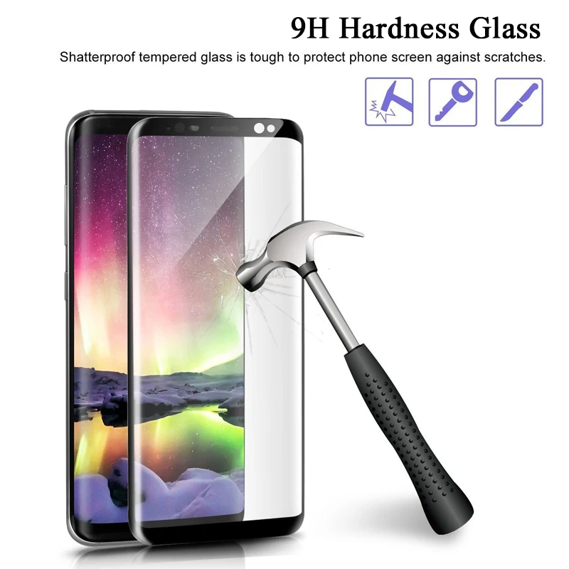 Изогнутое закаленное стекло с полным покрытием для Samsung Galaxy S9 защита экрана