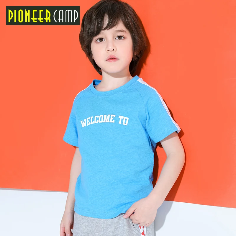 Пионер Дети реглан футболки с коротким рукавом Письмо печати белая полоса