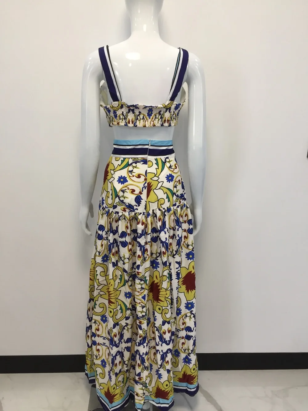 Женский комплект из двух предметов в стиле бохо укороченный топ и длинная юбка с