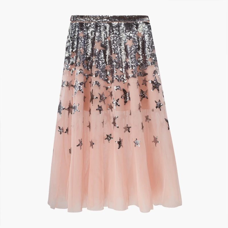 HIGH STREET Новая мода 2018 дизайнерская юбка Для женщин Bling блестками марлевая