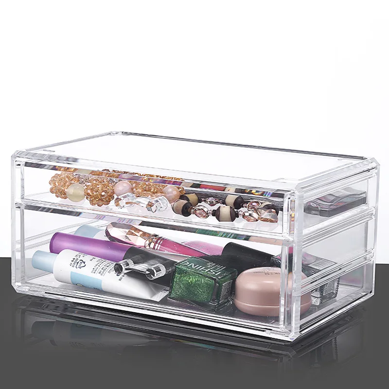 

Export cosmetics box transparent double drawer desk box acrylic box 6404