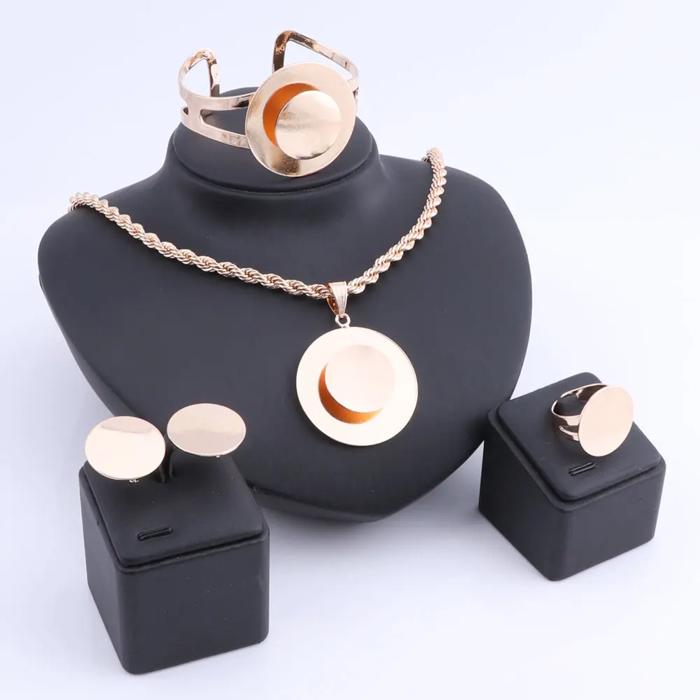 New High Fashion Dubai Copper Jewelry Set Gold Color Nigerian Wedding African Beads Sets Parure Bijoux Femme | Украшения и