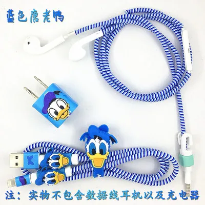 1,1 M& 1,4 м милый мультяшный usb-кабель протектор для наушников с кабельным Стикеры для намотки спиральный usb-шнур с зарядным устройством для iphone 5 6 6s 7plus - Цвет: style 3