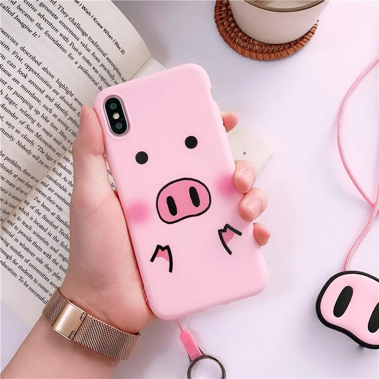 ТПУ чехол для Xiaomi Redmi 5 Plus Note 6 Pro Note 4 4x 5A 4A Note 7 3D розовый свиной нос держатель телефона мягкий ремешок веревка силиконовый чехол