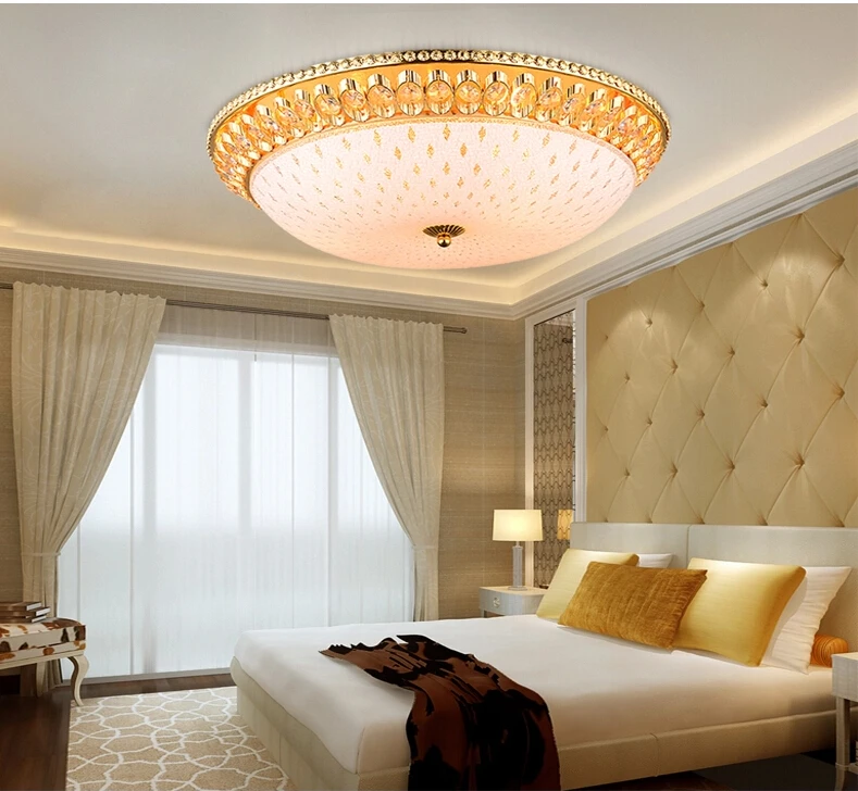LED Crystal Ceiling Lamps American Romantic Modern Golden Lights Fixture Bed Living Room Home Indoor Lighting | Лампы и освещение
