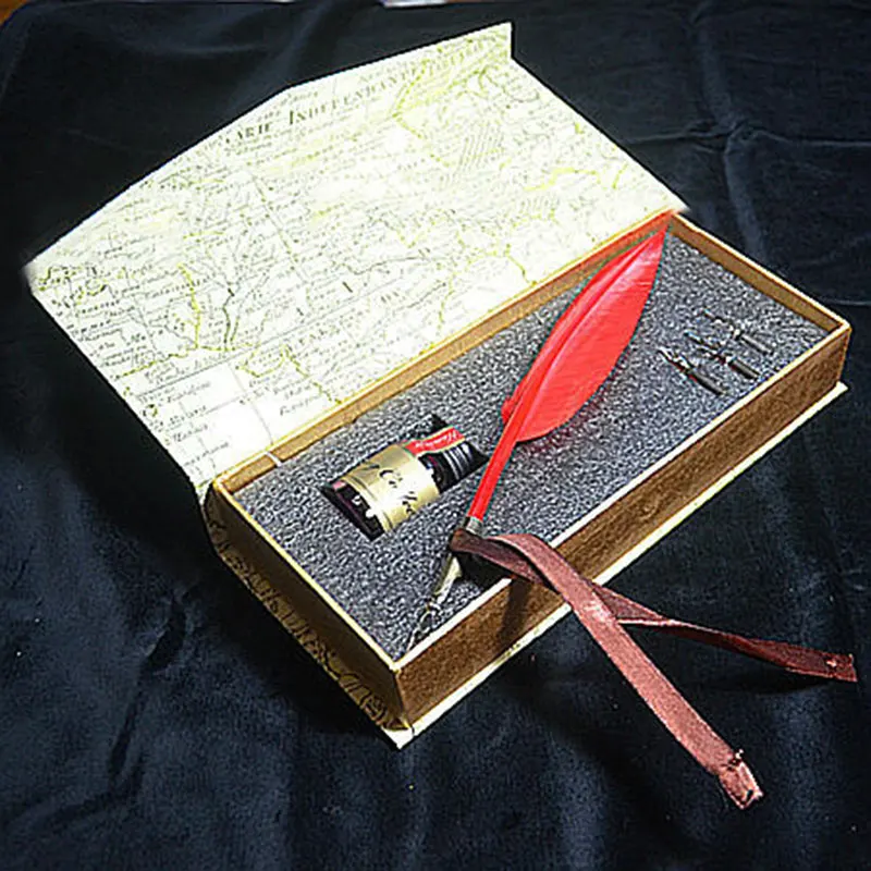 Новый Ангел Топ черный стиль Перо Авторучки ручки античная гусиное перо подарок