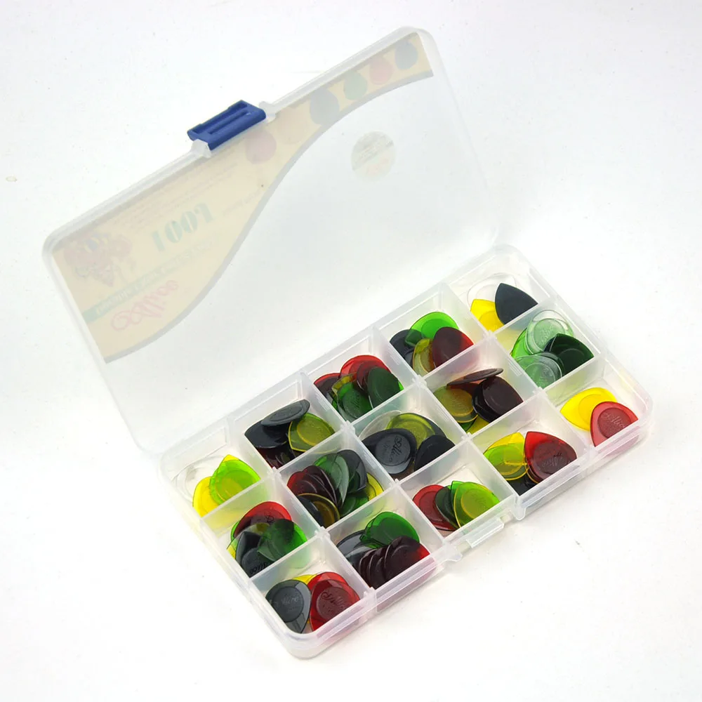 

100pcs 1mm Small Waterdrop Guitar Picks Plectrums For Electric Guitar Jazz With Box