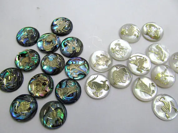 

12pcs Zodiac Alphabets Letter Beads ,Animals shell jewelry Mother of Pearl Alphabet Beads , Mother Of Pearl Letter Beads cabocho