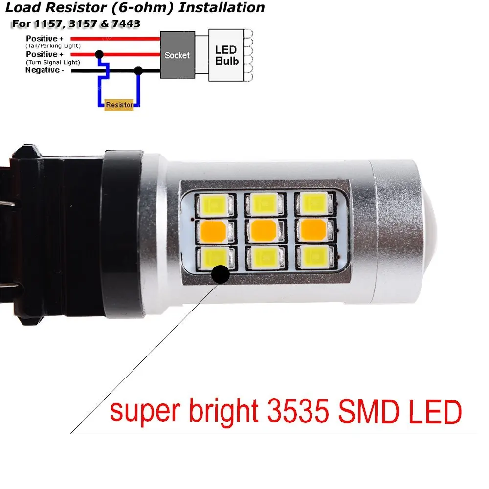 2X 33 Вт белый/янтарный 3156 3157 переключаемый чип Samsung SMD Светодиодная лампа указателя