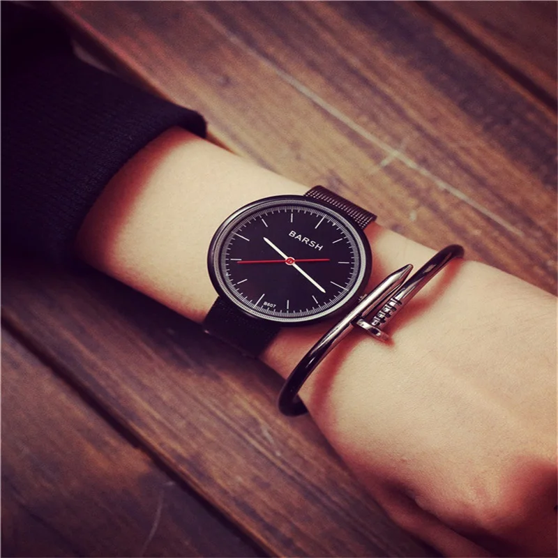 

Lovers' Luxury Watches Blank Surface Steel Strap Watches Men Women Couple Watch Ladies Dress Mesh belt Watch relojes Smile