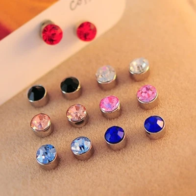 6 ММ магнит 10 цветов Серьги стержня для мужчин женщины Моды Весна цвет cub циркония