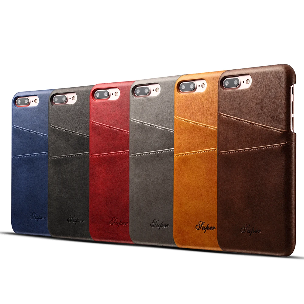 case for iphone 6 6s 7 8 plus Retro PU Leather Case Business Plain Card Pocket Phone Cases For iPhone Plus back Cover |