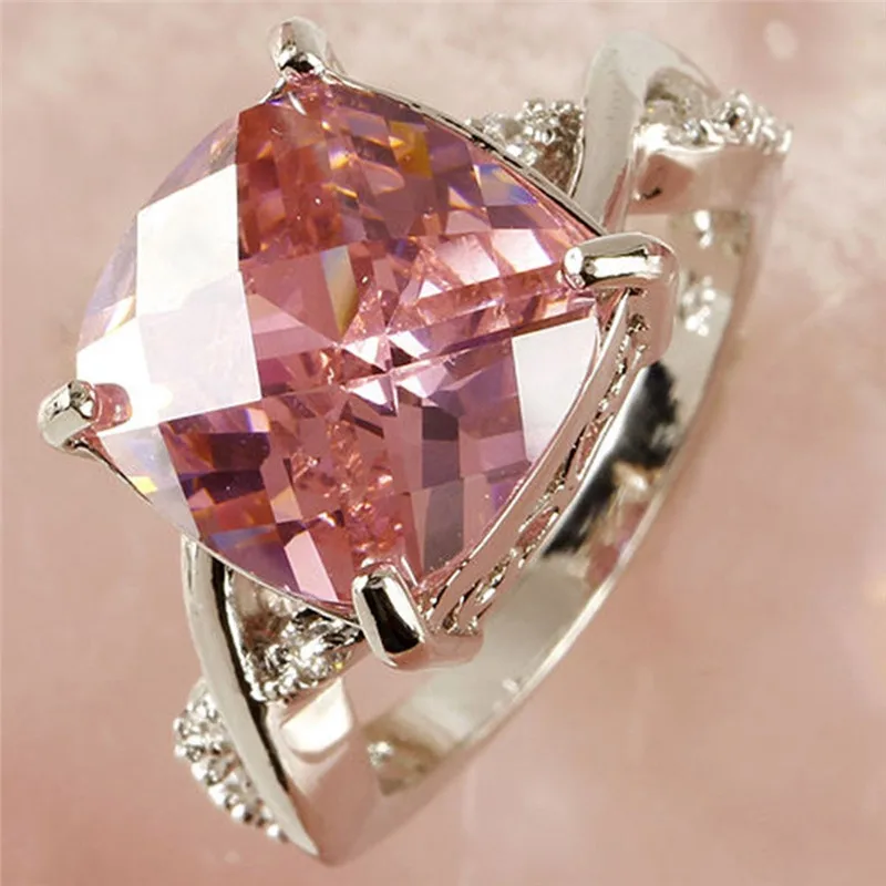 PINKSEE роскошные розовые фиолетовые кубические циркониевые Квадратные Кольца для