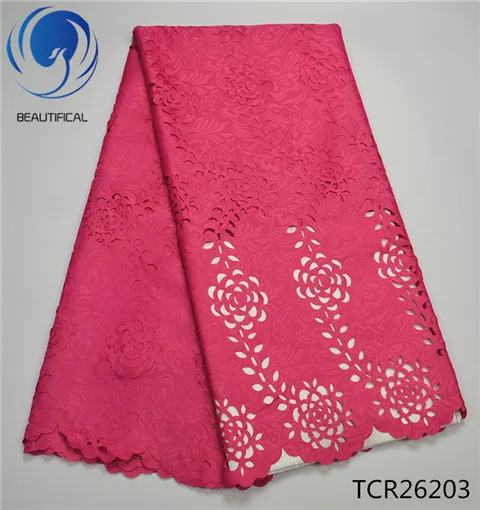 TCR26203 BEAUTIFICAL YELLOWE африканская швейцарская вуаль кружевная Ткань 5 ярдов последняя лазерная резка ушко хлопок кружево TCR262 - Цвет: TCR26203