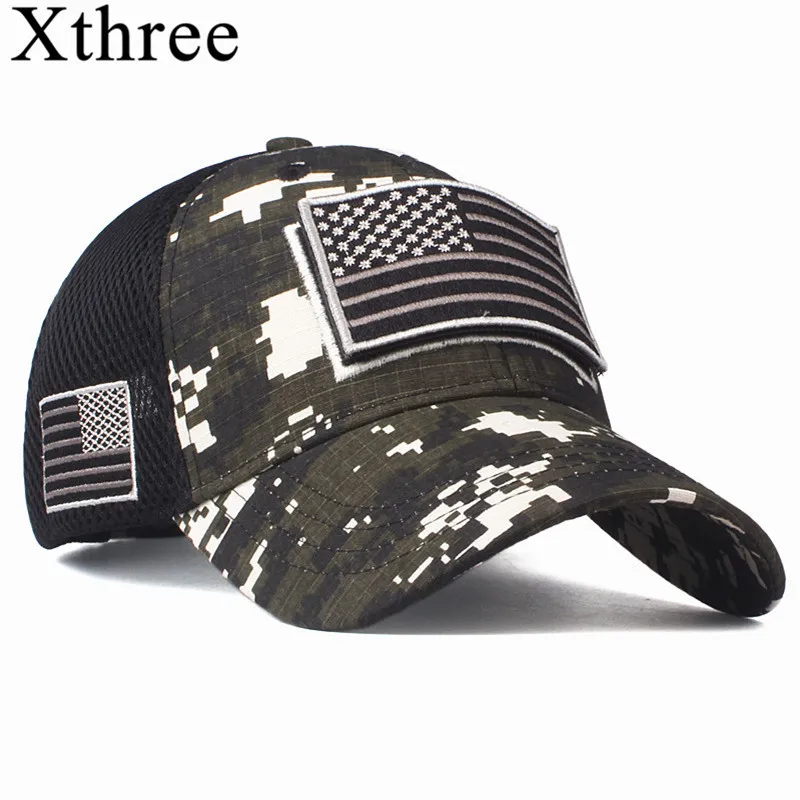 Мужская камуфляжная бейсболка Xthree Высококачественная с флагом США