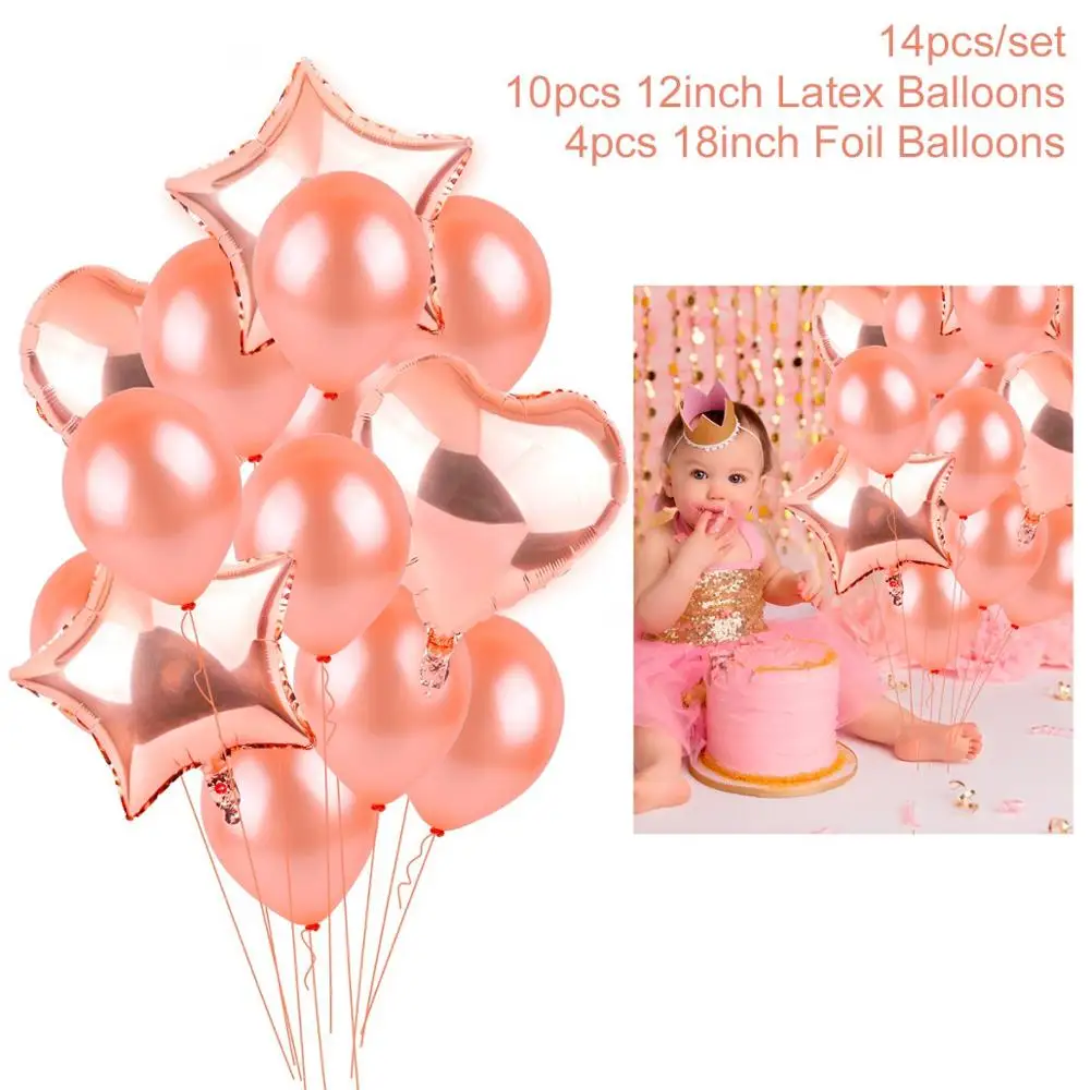 14pcs rose gold FENGRISE 9 шт. помпоны из оберточной бумаги с днем рождения украшения Бумага шарики-Помпоны цветы домашний декор для Свадебная вечеринка поставки - Цвет: 14pcs rose gold