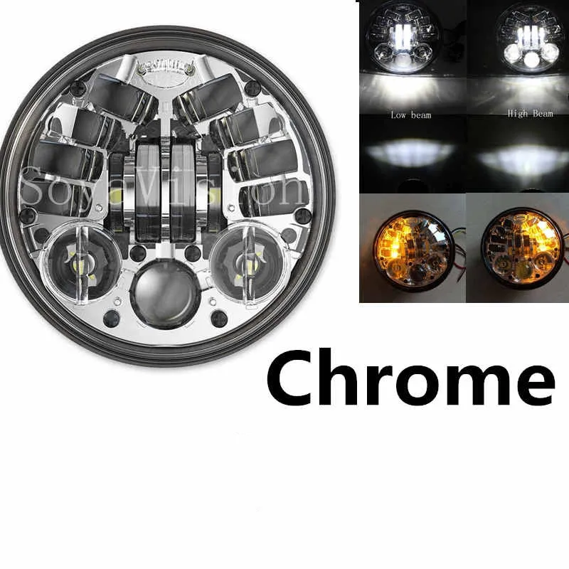 70W Chrome 5,7" светодиодные фары 5 3/4 дюймов проектор мото фары для harley sportster Dyna, Softail, супер Glide мотоцикл фары DRL - Цвет: 70W Chrome