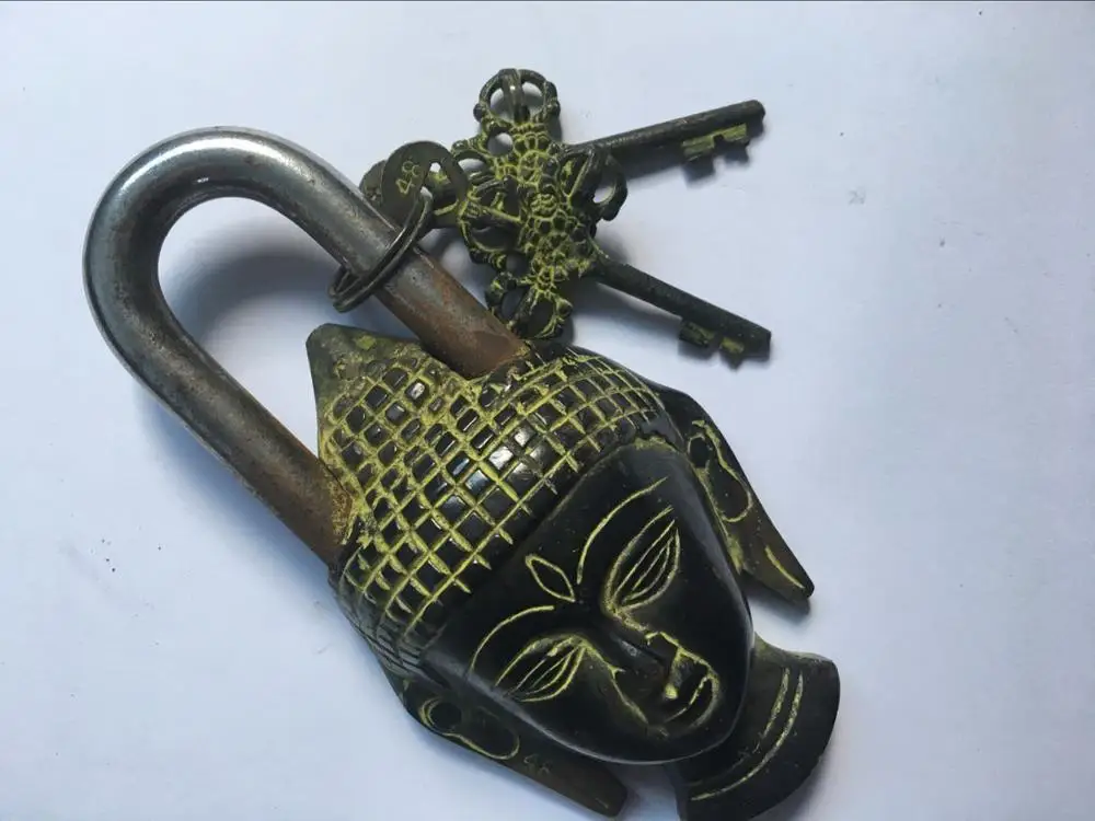 Античный непальский Китайский Старый винтажный большой твердый латунный Бог Budha