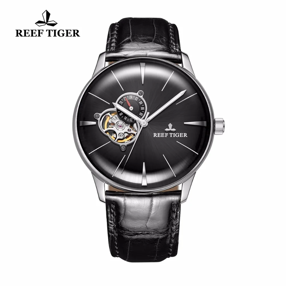 Мужские наручные часы Reef Tiger/RT с ремешком из натуральной кожи аналоговые