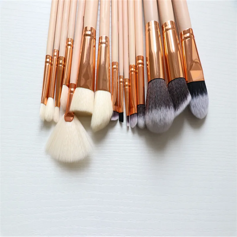 15pcs Pink natural goat hair Makeup Brushes Set Powder Eyeliner Foundation Eyeshadow Make Up | Красота и здоровье