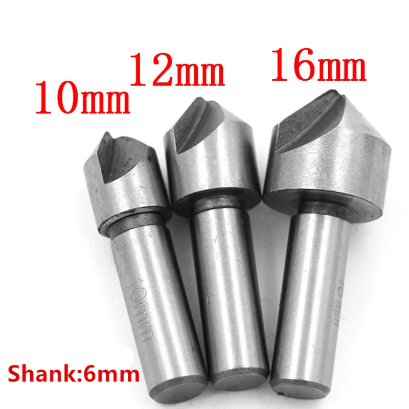 

3PCS Countersink HSS Drill Bits Set Hole Cutter Woodworking Kits Round Shank 10mm 12mm 16mm
