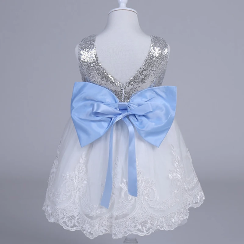 Infant Girls Sequin Party Dresses Summer Strap Backless Children's Costume With Bow Princess For Baby 3 4 5 Kids Clothing | Детская