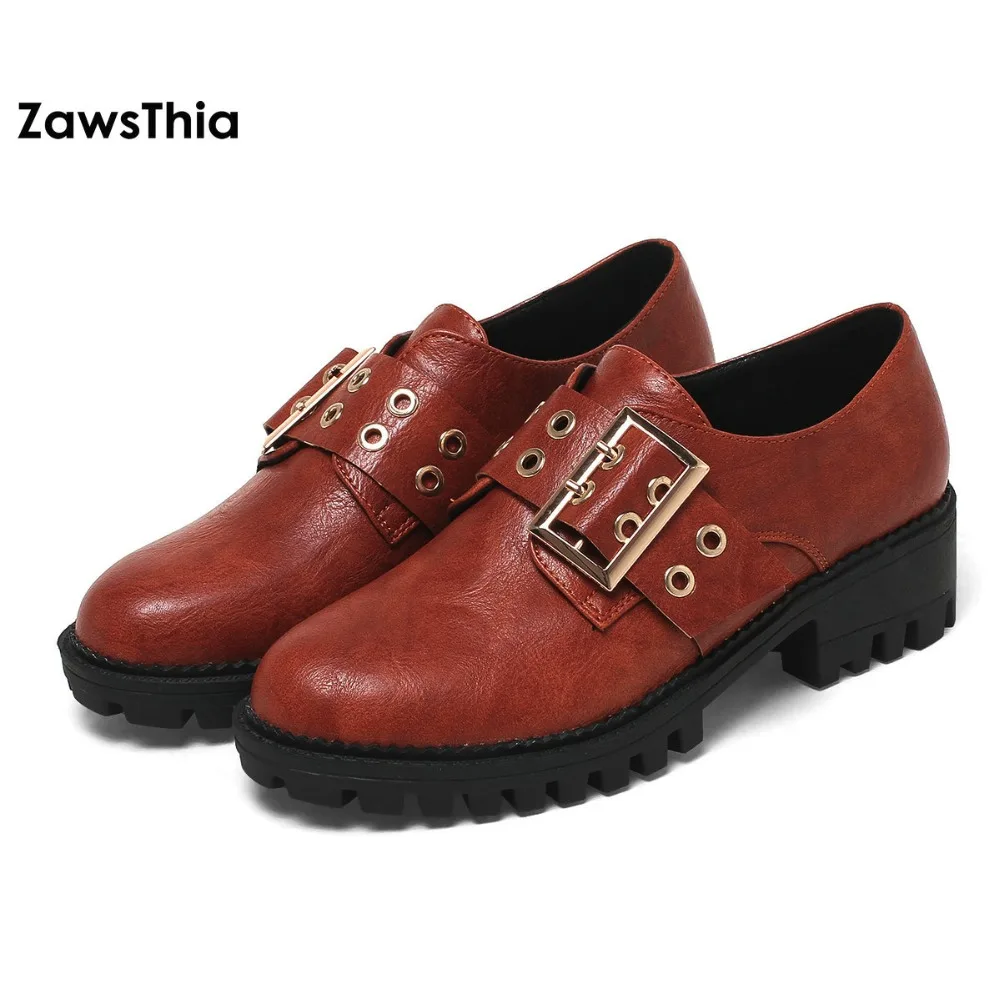 ZawsThia/2019 г. весенне летние женские оксфорды в британском стиле на плоской подошве