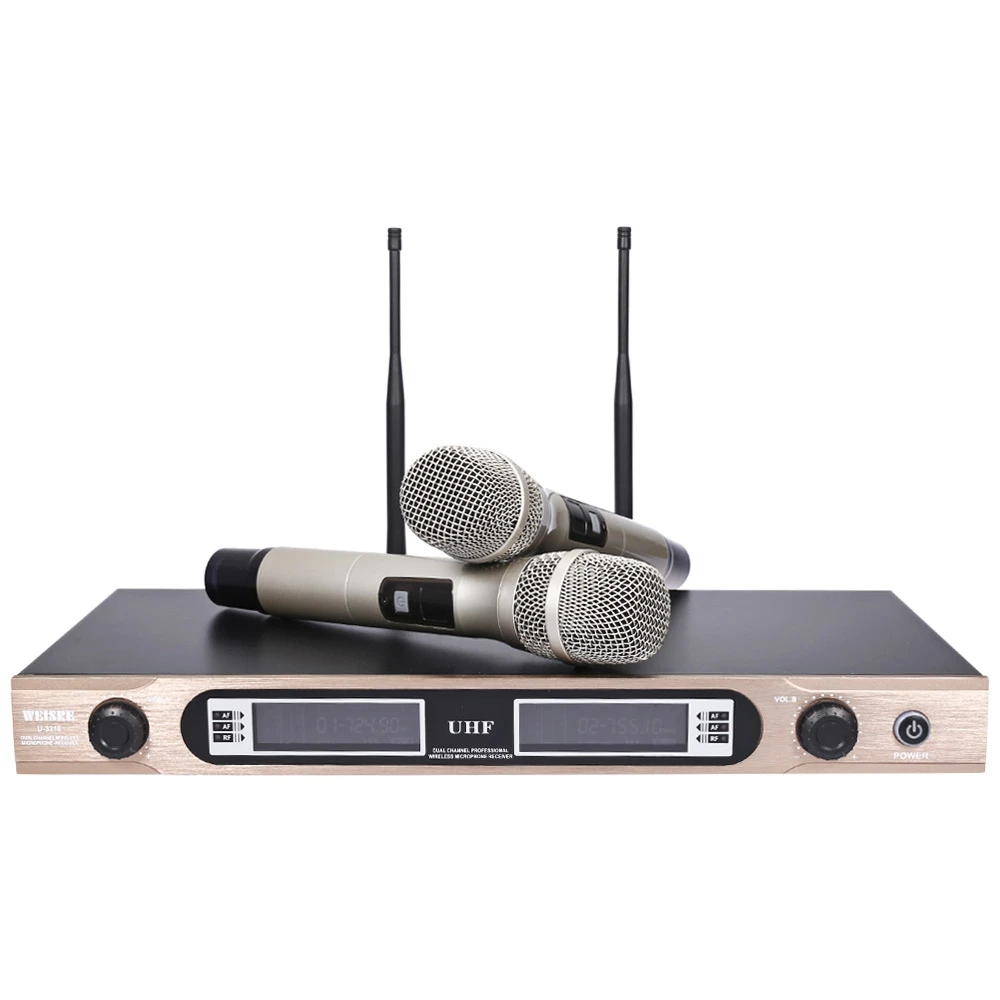 WEISRE U 3316 Профессиональный UHF беспроводной ручной двухканальный передатчик с микрофоном 740 790 МГц|mic set|uhf
