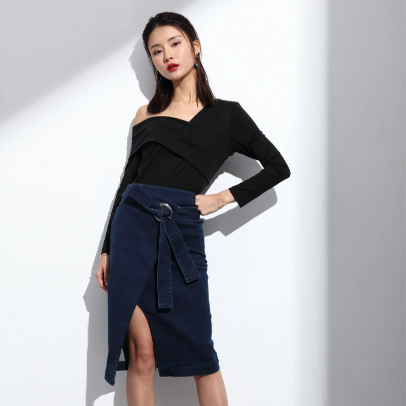 Также тонкая джинсовая юбка с разрезом спереди|wrap skirt|skirt skirtjeans skirt |