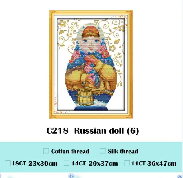 Цвет: желтый Русская кукла Набор для вышивки крестом мультфильм 14ct 11ct граф Печать холст вышивка DIY рукоделие ручной работы - Цвет: Цвет: желтый