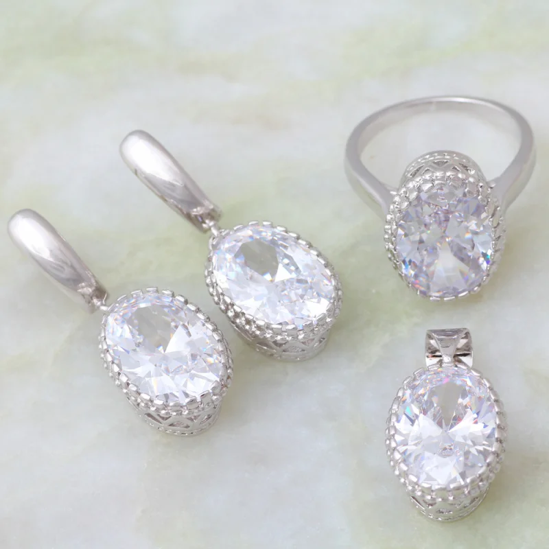 Комплект из кольца и серёг серебристого цвета с фианитом|jewelry sets|women jewelry setsets size |