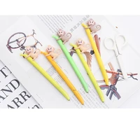 4 pcs monkey with banana gel pen 0 5mm roller ball black color ink pens sweet gift for writing office school supplies fb748