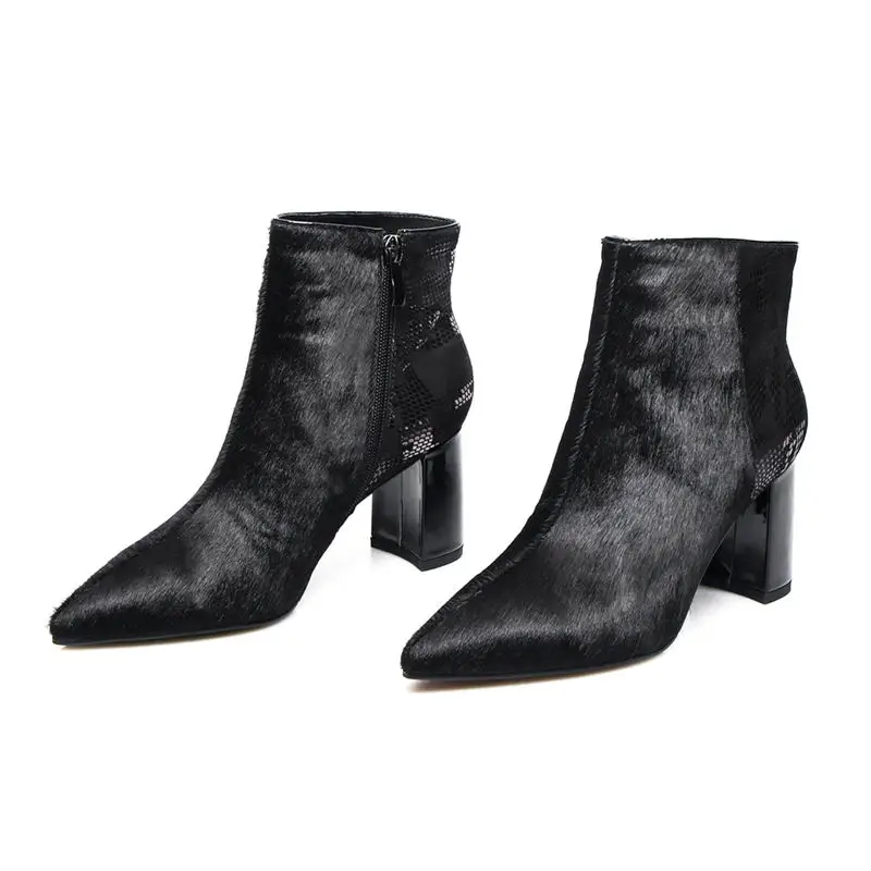 Женские ботильоны с острым носком на молнии большие размеры 34 43|Женские