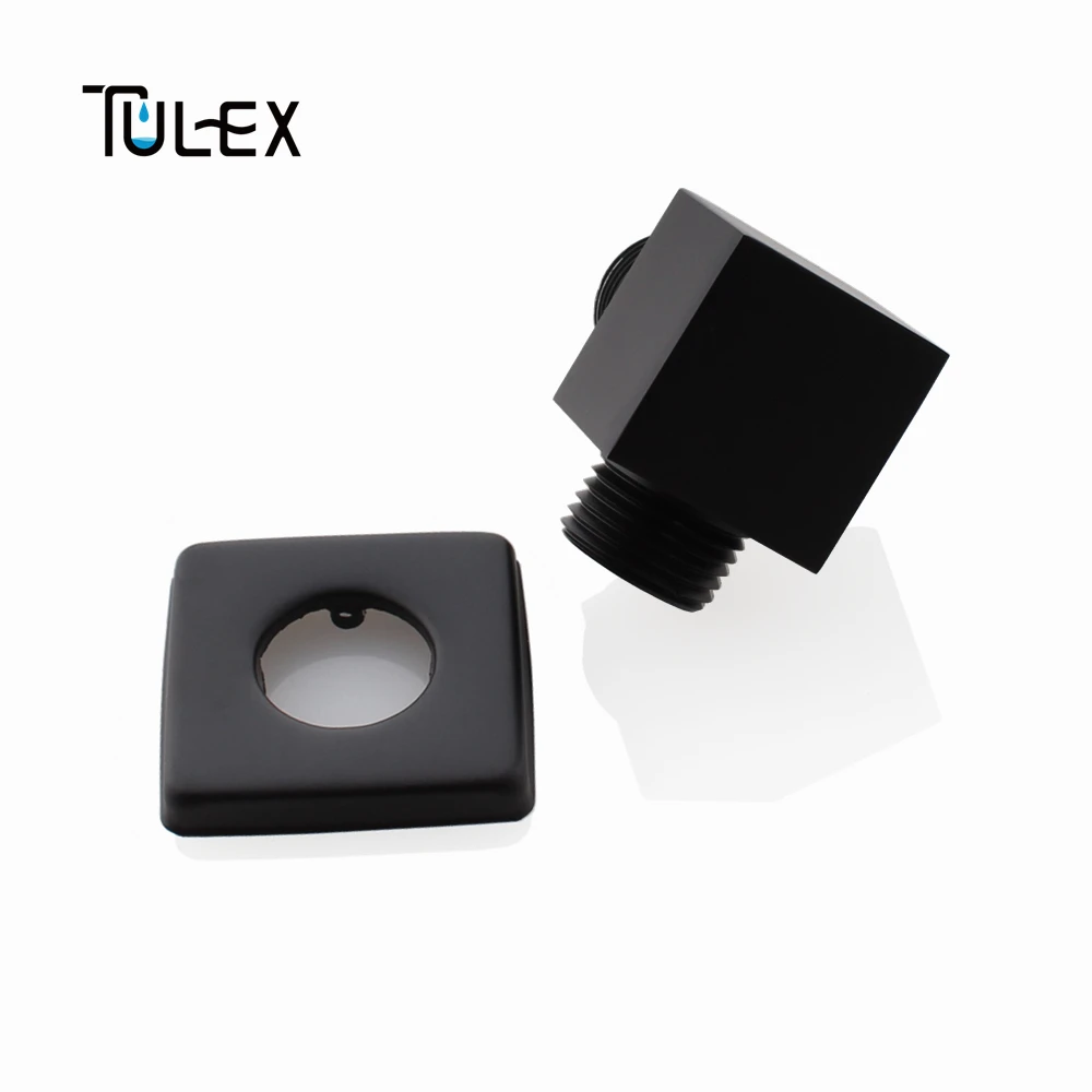 TULEX черный хромированный душевой шланг разъем квадратный аксессуары для ванной комнаты латунный корпус настенный Разъем Кронштейн для душевого шланга