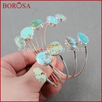borosa blue stone handcuff druzy bangle freeform 100 natural blue stone adjustable bangle silver color blue stone jewelry s0235