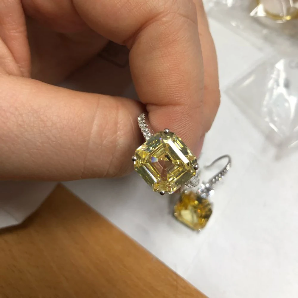 Женские кольца с квадратным фианитом Funmode желтое ювелирное изделие в подарок