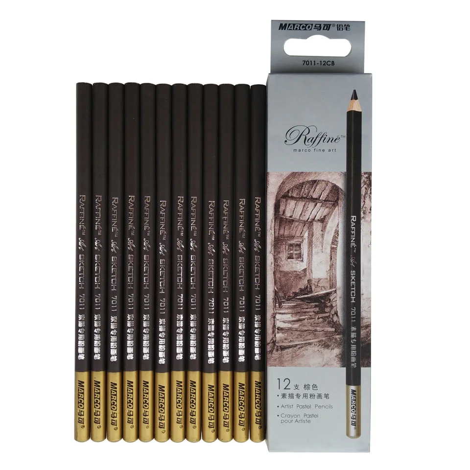 Marco-Brown Pastels Марко Раффин профессиональные Угольные карандаши для рисования, набор карандашей для рисования, твердые/Средние/мягкие Угольные карандаши, товары для рукоделия - Цвет: Marco-Brown Pastels